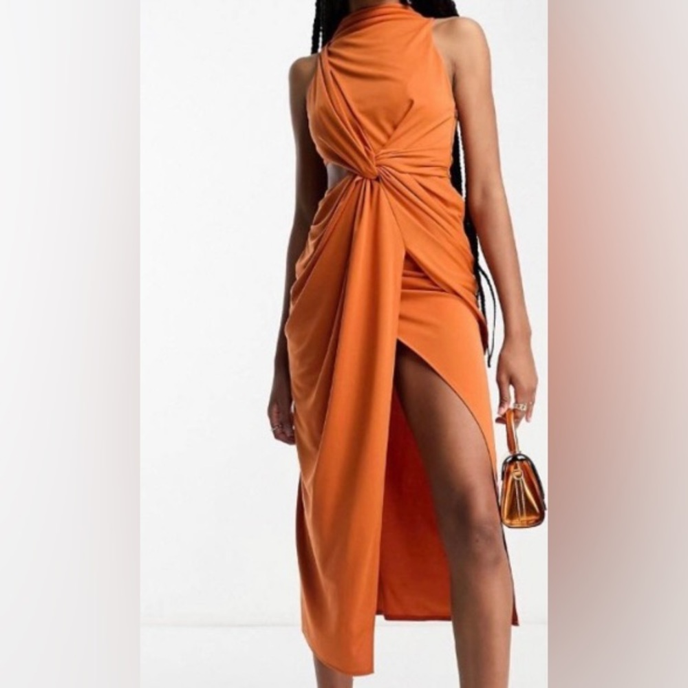 ASOS Draped Cut-Out Midi Dress - Picture 3 of 6